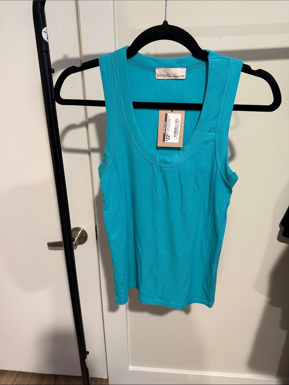 Zenana Outfitters Teal Ribbed Scoop Neck Tank Top - Women's
